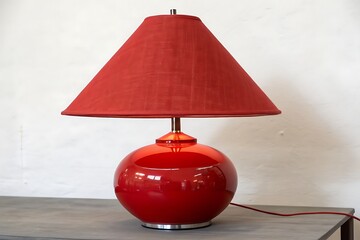 Shop red table lamp with shade modern lighting for living room bedroom desk office and home decor design