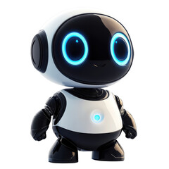 Cheerful robot AI android mascot design cute glowing technology futuristic on transparent background