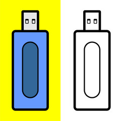 vector illustration of usb drive icon in white and yellow isolation
