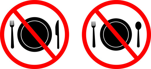 Do not eat icons. No food sign. collection for web vector  design,
