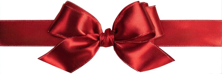 Red satin ribbon bow