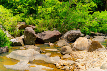 Mountain river.

Mountain lakes and rivers of the Baho Falls near Nha Trang in Vietnam. During the rainy season, this place turns into a deep river with large waterfalls. 
