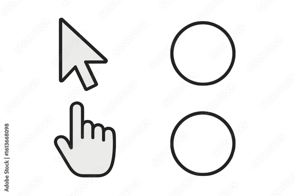 Aufkleber computer mouse cursor icon set with arrow and hand pointer. ui ux kit for web design button. vector 