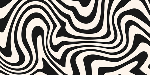 Diagonal wavy lines seamless pattern. Vector abstract liquid lines background. Simple black and white texture with diagonal waves, stripes, fluid shapes. EPS 10