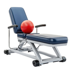 Medical procedure chair with ball examination table physical therapy on transparent background