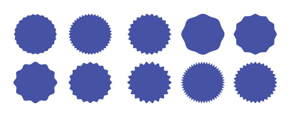 Set of circles with zigzag edges, Sunburst sticker shapes.Different shapes and sizes frame with zigzag edge.