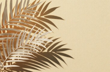 Obraz premium Beige Palm Leaf Shadows on Pastel Background