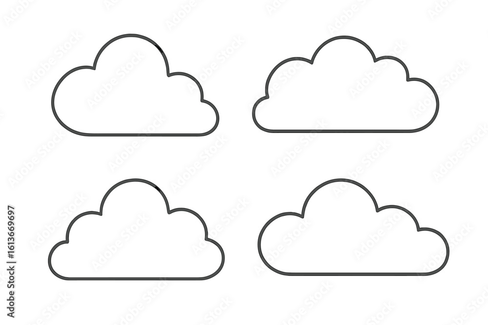 Aufkleber cloud line icon set. collection of simple outline weather symbols. four different cloud shapes in a 