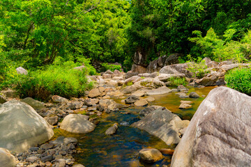 Mountain river.

Mountain lakes and rivers of the Baho Falls near Nha Trang in Vietnam. During the rainy season, this place turns into a deep river with large waterfalls. 
