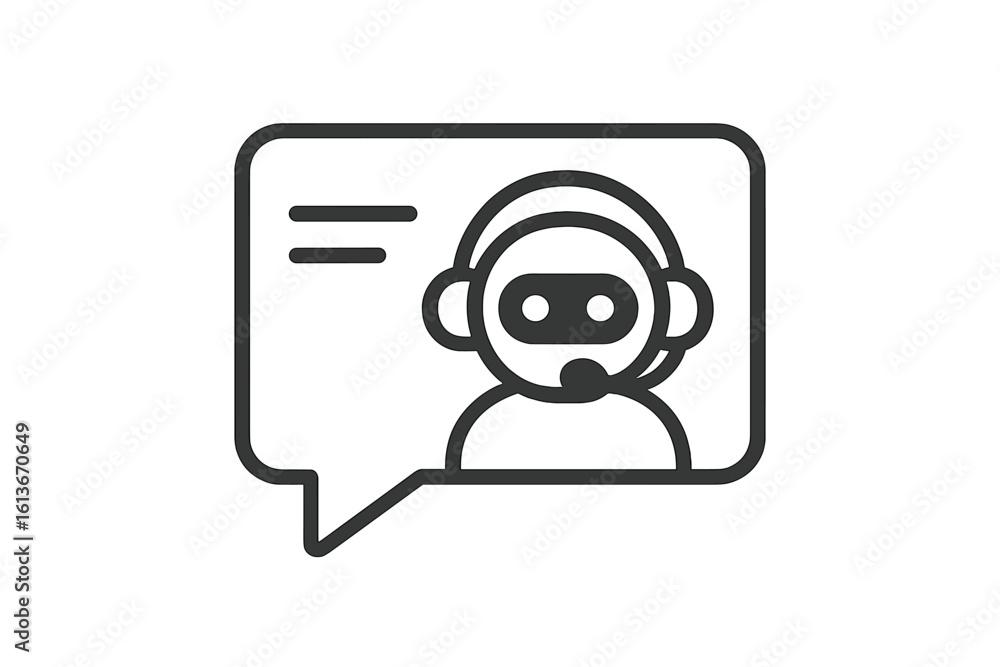 Aufkleber chatbot icon concept. ai assistant for customer service and support. virtual help chat bot with head