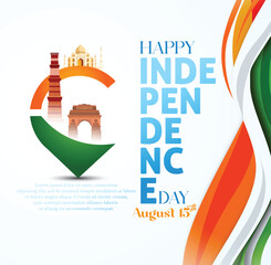 15th August Indian Independence Day vector illustration background brochure template with Indian flag 