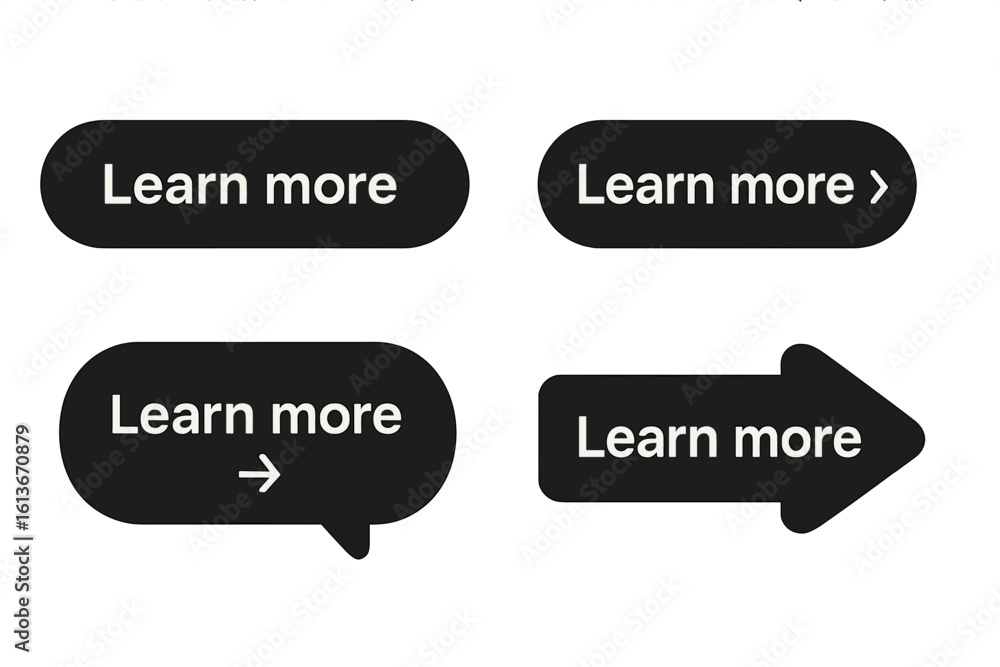 Poster set of modern learn more and read more web buttons. vector call to action (cta) collection for websi
