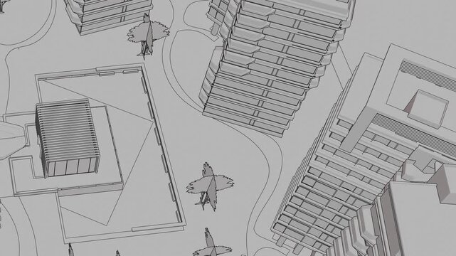 Animation of a Generic Apartment Building complex, Seamless Looped Animation	