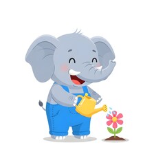 elephant watering a flower vector 