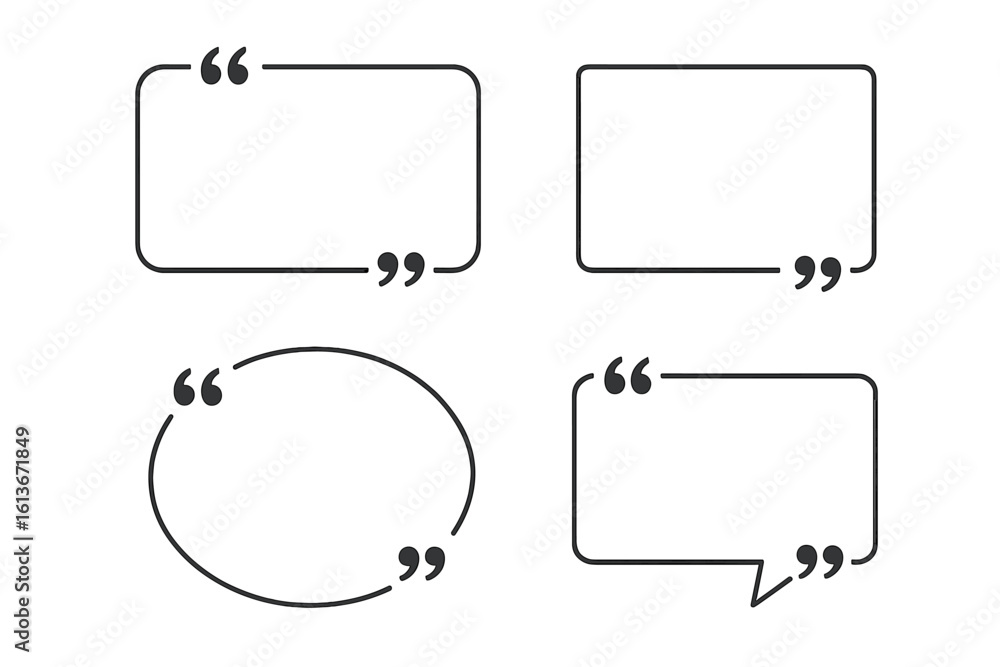 Poster quote box frames set isolated. bubble quotation, comment, message borders collection. vector citatio
