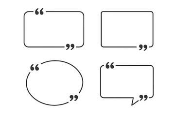 Quote box frames set isolated. Bubble quotation, comment, message borders collection. Vector citation templates for text. Minimalist testimonial box outline graphic element.