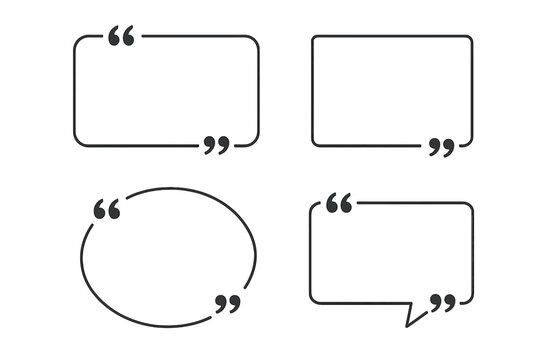 Quote box frames set isolated. Bubble quotation, comment, message borders collection. Vector citation templates for text. Minimalist testimonial box outline graphic element.