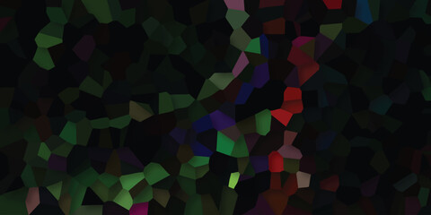 Abstract geometric mosaic in dark tones with green red and purple hues artistic digital illustration for backgrounds and designs