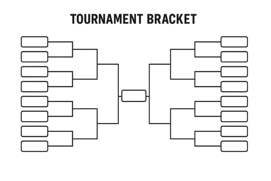 Tournament bracket template for 16 teams. Blank playoffs schedule for sports championship competition. Vector illustration of a single-elimination game grid chart.