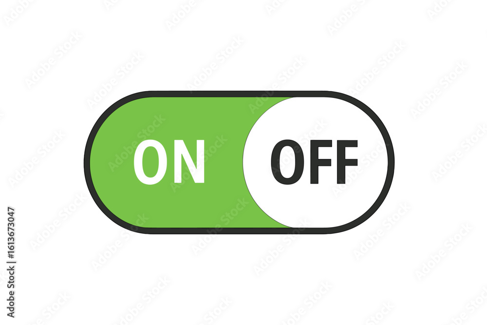 Aufkleber on and off toggle switch button. vector icon for user interface design. web element for applications