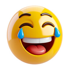 Tears of Joy: A vibrant 3D rendering of a smiley face, expressing pure, unadulterated joy with tears streaming from its eyes, highlighting the emotion of laughter.