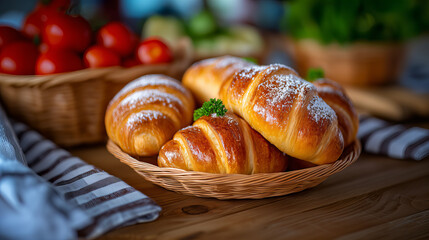 Sweet Baked Goods on Wooden Table with Vegetables
