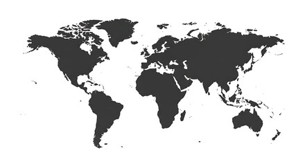 Explore our world map vector illustration featuring continents like America, Europe, Asia, and Australia on a sleek black background, perfect for global travel and business geography