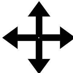 Four-Direction Black Arrow Icon on White Background