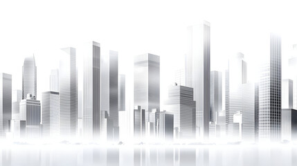 Gray cityscape, urban skyline, modern architecture, minimalist,  abstract,  silhouette,  city,  buildings,  skyscrapers,  horizon,  fog,  reflection
