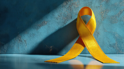 Yellow Awareness Ribbon Symbolizing Support and Hope Against Diseases and Causes