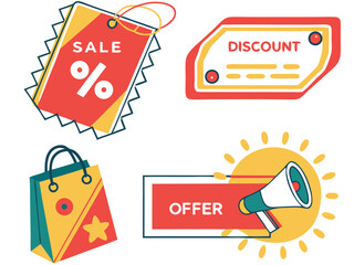 Vector illustration set of sale labels and tags for web design