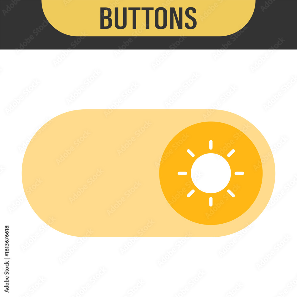 Poster on off toggle switch buttons. day night switch toggle - dark mode, light mode switch button - sun an