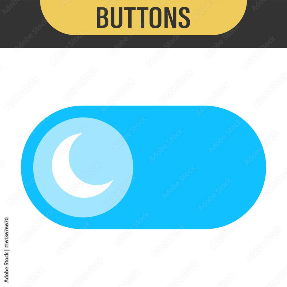 Poster on off toggle switch buttons. day night switch toggle - dark mode, light mode switch button - sun an
