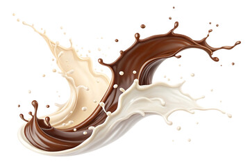 Smooth liquid splash of milk and chocolate PNG Image