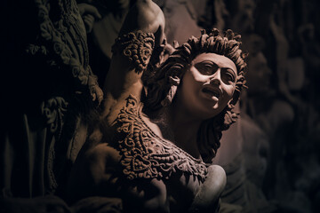 Making of Goddess Mahusashur Idol in Kumartuli for Durga Puja, the biggest festival of Kolkata,...