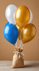 Colorful balloons tied together, perfect for celebrations and events.