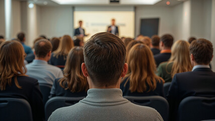 Engaging business presentation to a captivated audience