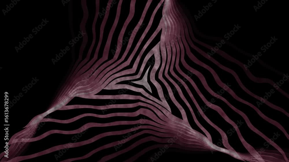 Aufkleber abstract wavy lines forming triangle shape on black background - dynamic visuals