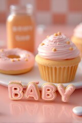 Delicious baby-themed treats with pastel colors for celebrations.