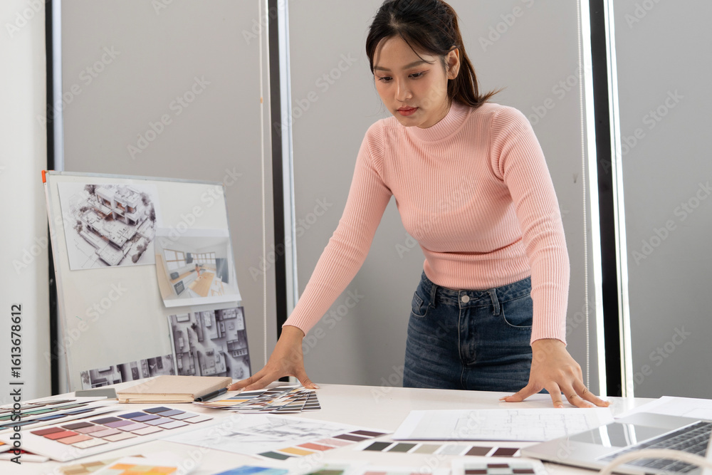 Wall mural creative web designer planning ui application and developing digital template