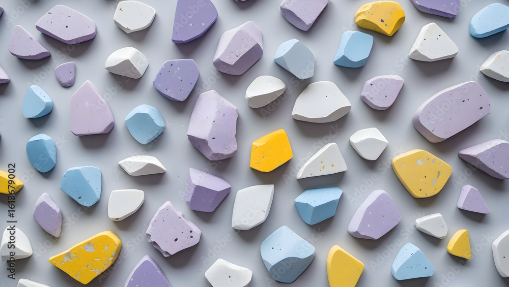 Aufkleber abstract composition of colorful geometric shapes in pastel tones with subtle speckles creating a pl
