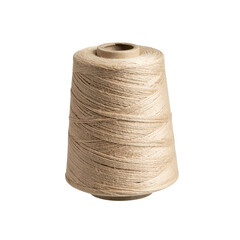Beige yarn wound on a cone, featuring a transparent background, offering a perfect material for various textile projects and crafts 
