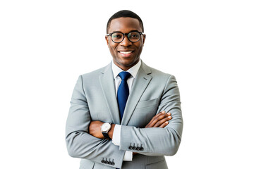 portrait of an African handsome businessman isolated on white