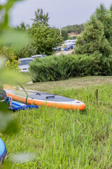 SUP boards by the lake