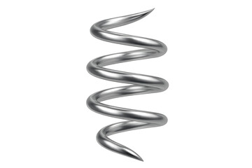 Chrome spiral twisting, sharp metallic edges gleaming, representing technological advancement against transparent backdrop