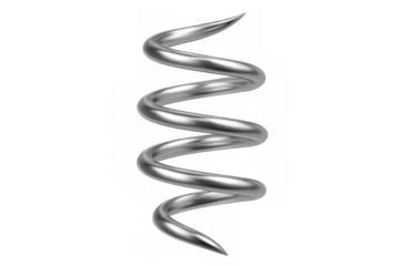 Chrome spiral twisting, sharp metallic edges gleaming, representing technological advancement against transparent backdrop