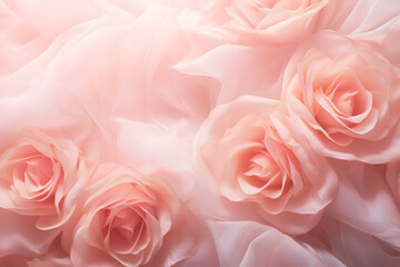 Beautiful white and pink roses Background. Rose wall. Artificial roses.