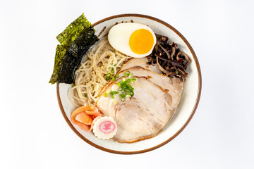 Tonkotsu Char Siu Pork ramen japanese noodle on a white background