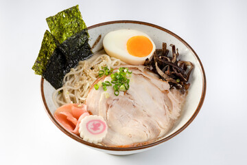 Tonkotsu Char Siu Pork ramen japanese noodle on a white background