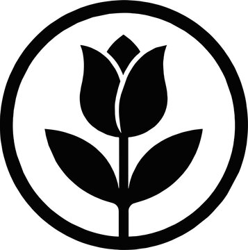 Black and white tulip flower silhouettes in boutique florist style, perfect for CorelDRAW tracing, vintage packaging, and natural branding.

